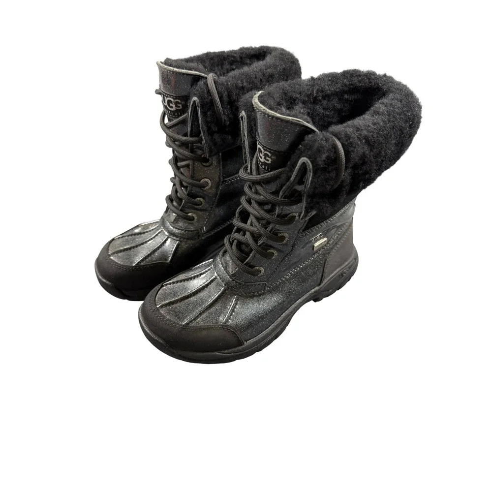 UGG Australia Adirondack II Kids Black Glitter Waterproof Snow Boots 13 1001964